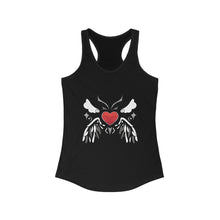 Load image into Gallery viewer, Winged Heart Tank Top with hand-drawn angel wings and heart design — grunge racerback apparel by Glitter Bees Unite.