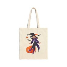 Load image into Gallery viewer, Cute Witch Halloween Tote Bag Playful Pumpkin Art Spooky Season Aesthetic Trick or Treat Bag Fall Gift for Her