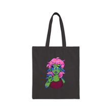 Load image into Gallery viewer, Black tote bag with a colorful anime alien girl design