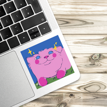 Load image into Gallery viewer, Cute smiling pink cat on a MacBook Air computer laptop.