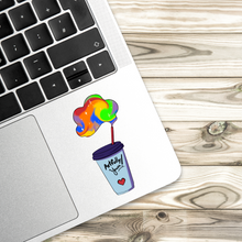 Load image into Gallery viewer, Drink Water Creative Juice Cup Sticker – Artfully Yours Rainbow Cloud Drink | Cute Artist Vinyl Decal Water Bottle Sticker