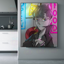 Load image into Gallery viewer, Neon Knight framed canvas bold futuristic warrior artwork for gallery