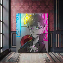 Load image into Gallery viewer, Neon Knight canvas wall art futuristic glowing warrior portrait decor