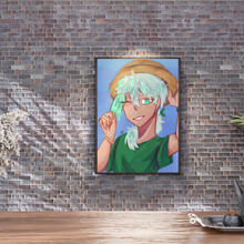 Load image into Gallery viewer, Popsicle Mint Art Print Young Woman Portrait Canvas Wall Art Playful Summer Pastel Décor Refreshing Fun Artwork for Creative Corner or Space