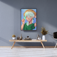 Load image into Gallery viewer, Popsicle Mint Art Print Young Woman Portrait Canvas Wall Art Playful Summer Pastel Décor Refreshing Fun Artwork for Creative Corner or Space