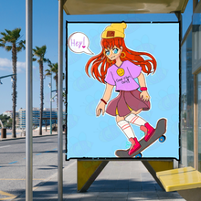 Load image into Gallery viewer, Sk8tr Grl print rebellious young woman skate culture artwork