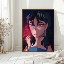 Load image into Gallery viewer, Large luxury artwork framed luxury canvas wall art floral feminine portrait young woman