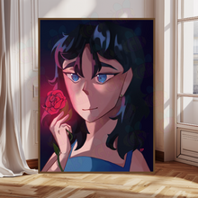Load image into Gallery viewer, Romantic vintage woman canvas artwork with roses elegant luxury home wall decor