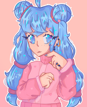 Load image into Gallery viewer, Kawaii in Pink art print young woman pastel anime aesthetic wall decor