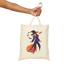 Load image into Gallery viewer, Cute Witch Halloween Tote Bag Playful Pumpkin Art Spooky Season Aesthetic Trick or Treat Bag Fall Gift for Her