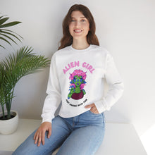 Load image into Gallery viewer, Alien Girl Just Wanna Have Fun Unisex Heavy Blend™ Crewneck Sweatshirt