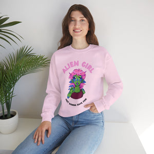 Alien Girl Just Wanna Have Fun Unisex Heavy Blend™ Crewneck Sweatshirt