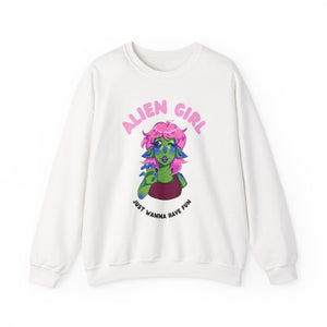 Alien Girl Just Wanna Have Fun Unisex Heavy Blend™ Crewneck Sweatshirt