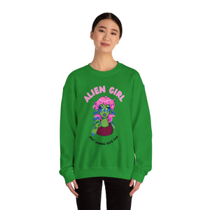 Alien Girl Just Wanna Have Fun Unisex Heavy Blend™ Crewneck Sweatshirt