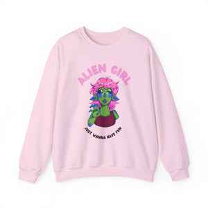 Alien Girl Just Wanna Have Fun Unisex Heavy Blend™ Crewneck Sweatshirt