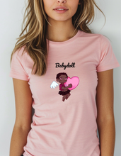 Load image into Gallery viewer, Babydoll Angel Tight Fit T-Shirt | Adorable Angel Graphic Tee, Y2K Inspired, Handdrawn, Cupid