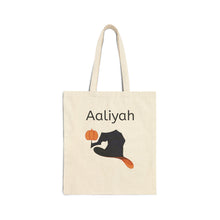 Load image into Gallery viewer, Personalized Pumpkin Witch Hat Halloween Tote Bag | Cozy Spooky Aesthetic | Fall Season Carryall