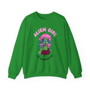 Alien Girl Just Wanna Have Fun Unisex Heavy Blend™ Crewneck Sweatshirt