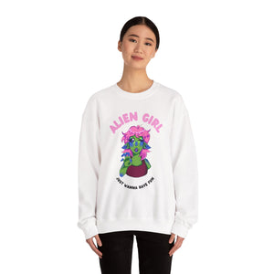 Alien Girl Just Wanna Have Fun Unisex Heavy Blend™ Crewneck Sweatshirt