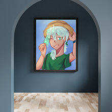 Load image into Gallery viewer, Popsicle Mint art print young woman playful pastel summer portrait