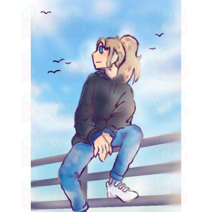 Clear Sky art print young woman serene horizon portrait wall decor