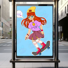 Load image into Gallery viewer, Sk8tr Grl Art Print Young Woman Urban Canvas Wall Art Bold Skater Girl Portrait Edgy Street Style Décor for Teen Bedroom Dorm Studio or Collector