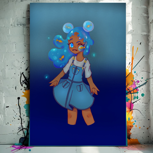 Bubbles art print young woman underwater fantasy dreamy ocean scene