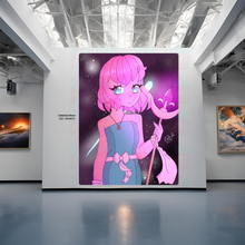 Load image into Gallery viewer, Celestial Moon canvas wall art mystical warrior woman with glowing night sky