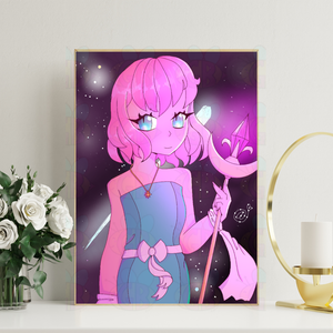 Celestial Moon print mystical moon artwork with strong female warrior figure
