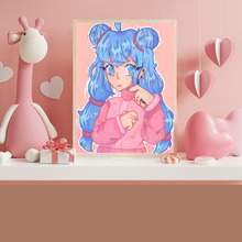 Load image into Gallery viewer, Kawaii in Pink framed canvas pastel aesthetic decor for dorm or vanity