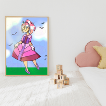 Load image into Gallery viewer, Framed artwork of a fantasy Princess Maybelline whimsical art print girl&#39;s room fairytale home decor