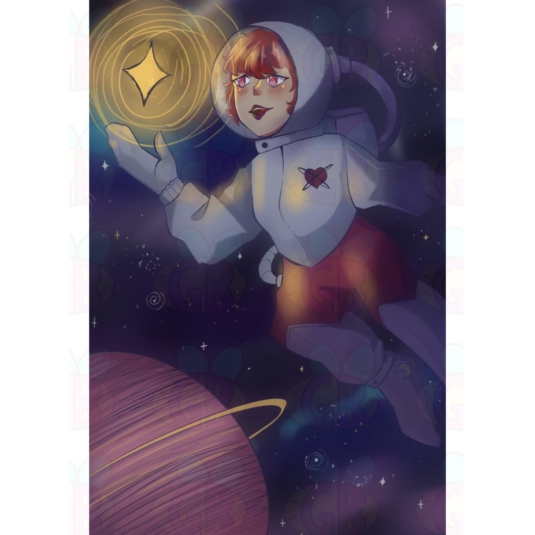 Space Girl Art Print Young Woman Astronomy Canvas Wall Art Cosmic Portrait Celestial Sci Fi Fantasy Home Décor for Female Astronaut Artwork Collector