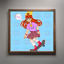 Load image into Gallery viewer, Sk8tr Grl Art Print Young Woman Urban Canvas Wall Art Bold Skater Girl Portrait Edgy Street Style Décor for Teen Bedroom Dorm Studio or Collector